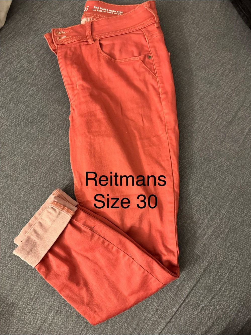 Reitmans Coral-Orange Slim Jeans